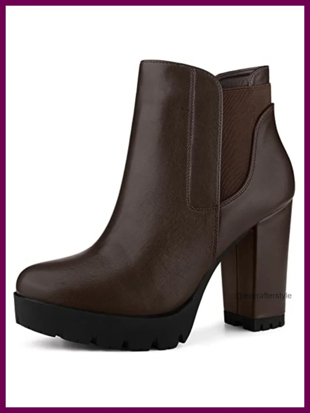 Chunky Heel Chelsea Boots Platform Ankle Bootie Faux Leather